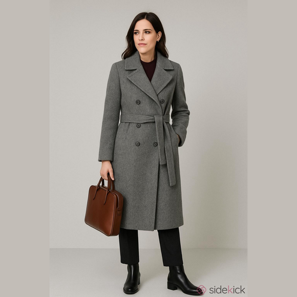 Jackets & Blazers - NWT Vintage Llama/Wool Gray  Double-Breasted Belted Trench Coat
